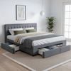 Artiss Bed Frame Drawers Storage Fabric King Size Avio Grey