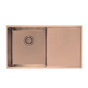 Mondella Copper Single Bowl Sink With Drainer Inset / Undermount
