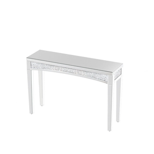 P&P Silver Glam Mirrored Console Table With Sparkling Crystal Inlay