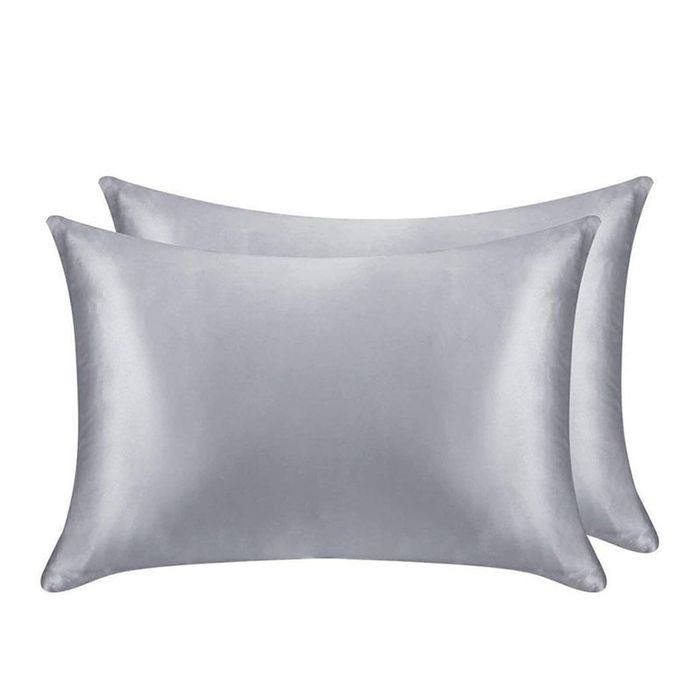 Catzon 2 Pcs Luxury Silky Satin Pillowcases for Hair and Skin 50X66cm-Silver Grey
