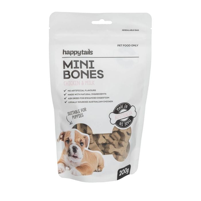 Happy Tails 200g Chicken & Milk Mini Bones Puppy Treat