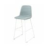 Olg Sofia Kitchen Stool White Sled Base Leaf Fabric Upholstered Seat