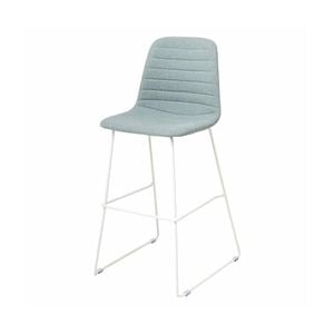 Olg Sofia Kitchen Stool White Sled Base Leaf Fabric Upholstered Seat
