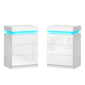 ALFORDSON 2x LED Bedside Table White