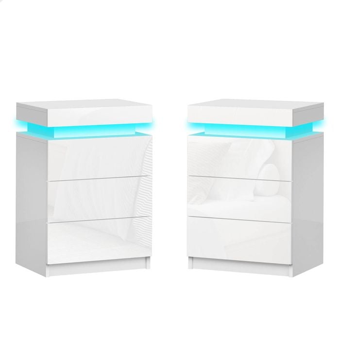 ALFORDSON 2x LED Bedside Table White