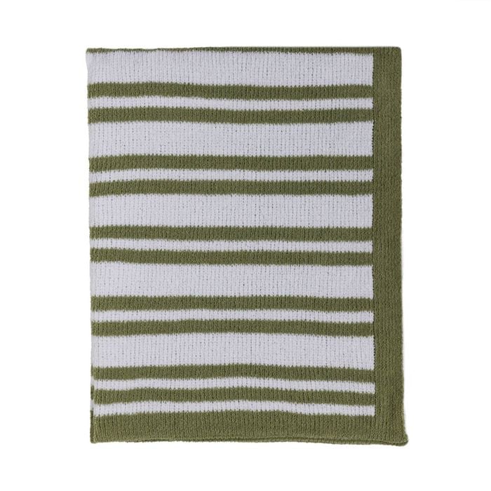 Living Textiles Chenille Blanket - Stripes Sage