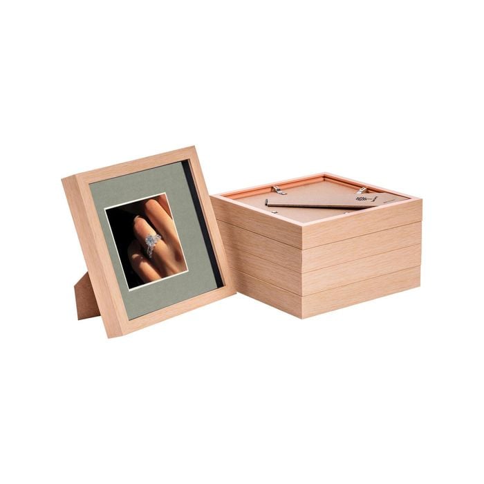 Nicola Spring Shadow Box Frames - 8 x 8" with 4 x 4" Mount - Light Wood - Pack of 5