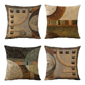 Catzon 4 Pcs Vintage Throw Pillow Covers Abstract Print for Living Room Decor