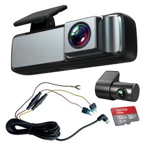 Elinz Dual Lens No Screen Dash Cam 1080P+720P WiFi App Control Supercapacitor Compact Discreet Car DVR 32GB Hardwire Kit