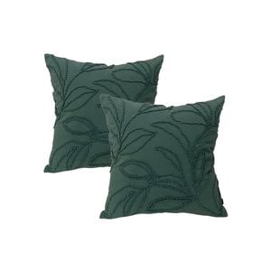 2pc Cloud Linen Riviera Cotton/feather 50cm Embroidered Cushion Square Teal