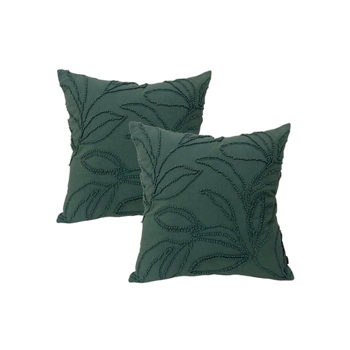 2pc Cloud Linen Riviera Cotton/feather 50cm Embroidered Cushion Square Teal