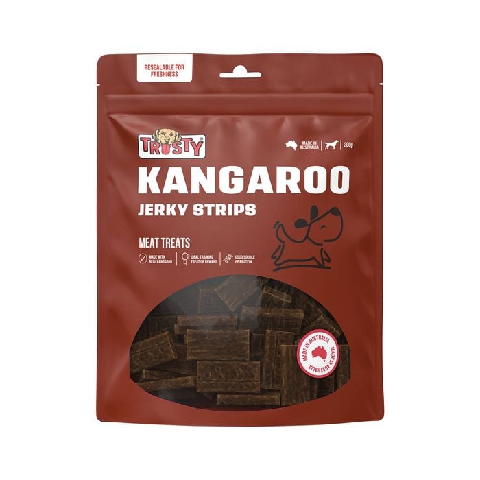 Trusty 200g Kangaroo Jerky Strips Adult Dog Meat Treats