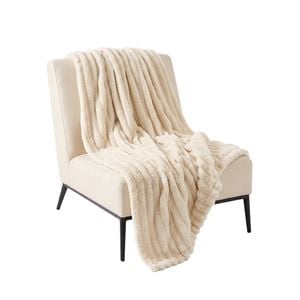 SOGA Cream Flannel Polyester Throw Blanket 150x200cm