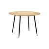 Oikiture 110cm Dining Table Round Metal Wooden&Black