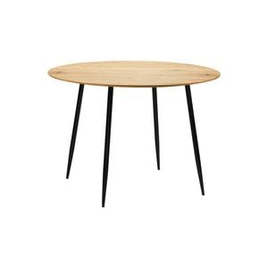Oikiture 110cm Dining Table Round Metal Wooden&Black