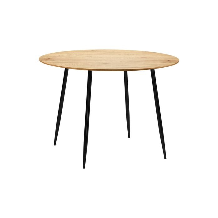 Oikiture 110cm Dining Table Round Metal Wooden&Black
