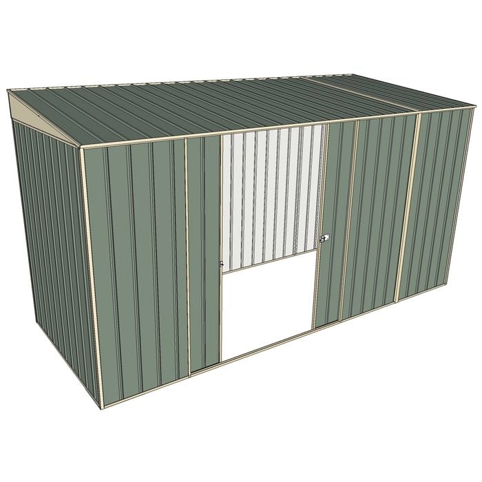 Build-a-Shed 1.5 x 3.7 x 2m Double Sliding Side Door Skillion Shed - Green