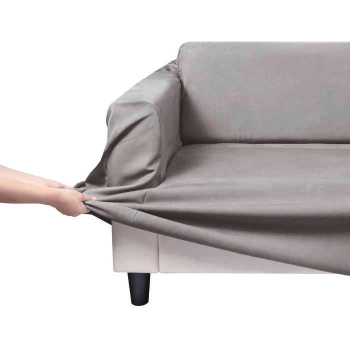 Home Living Premium Faux Suede SILVER 3 Seater Couch Sofa Cover