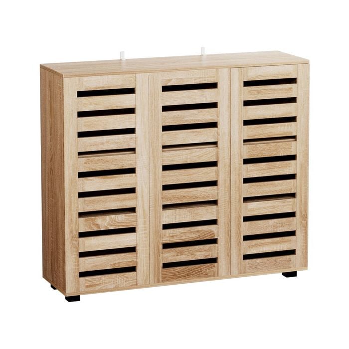 Artiss Shoe Rack Storage Cabinet 30 Pairs Walnut