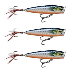 3x Rapala 9.5cm Skitter Pop Elite Topwater Fishing Lures - Gilded Hot Wahoo UV