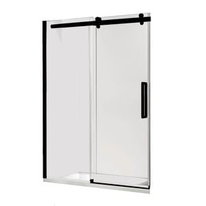 Rick McLean's Bathware 1470mm Matte Black Euro Frameless Sliding Shower Screen - Front Only