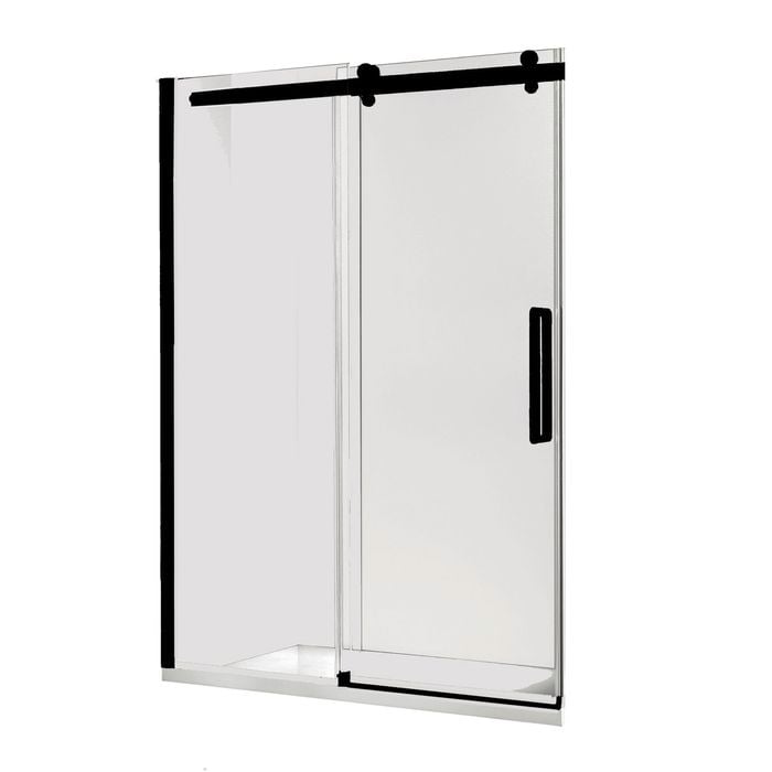 Rick McLean's Bathware 1470mm Matte Black Euro Frameless Sliding Shower Screen - Front Only