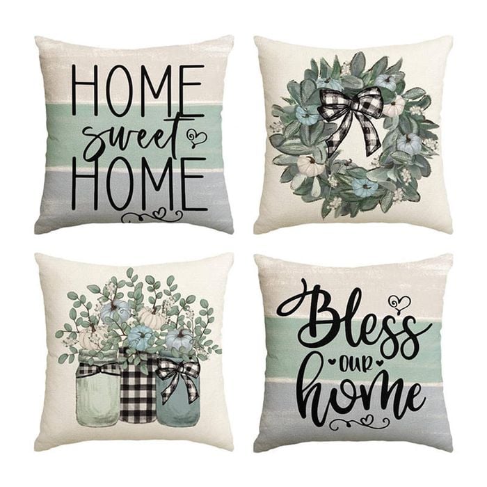 Catzon 4 Pcs Linen Throw Pillow Covers Autumn for Home