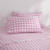Dreamaker Lola Washed Cotton Yarn Dyed Gingham Standard Pillowcase Pearl Pink Twin Pack