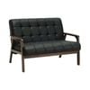 Modern Furniture TUCSON 2 Seater Sofa - Walnut & Black PU Leather