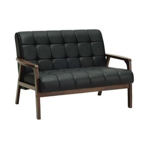 Modern Furniture TUCSON 2 Seater Sofa - Walnut & Black PU Leather