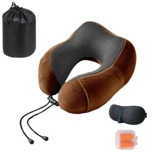 Catzon Travel Neck Pillow Premium Memory Foam-Coffee