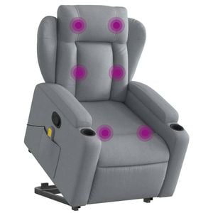 vidaXL Stand up Massage Recliner Chair Armchair Single Sofa Light Grey Fabric