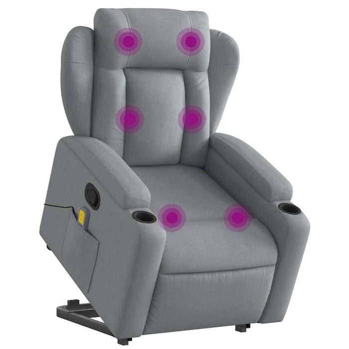 vidaXL Stand up Massage Recliner Chair Armchair Single Sofa Light Grey Fabric