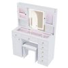 Ufurniture Makeup Vanity Desk with Mirror & LED Lights Glass Desktop 7 Drawers & 3 Cabinets Power Outlet