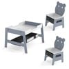 Costway Kid Table 2 Chair Set Activity Chalkboard Whiteboard Grey