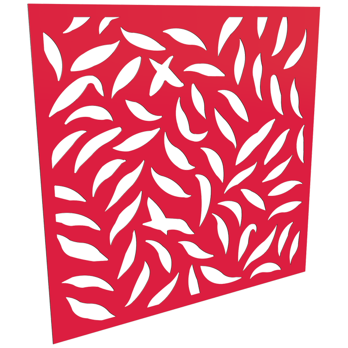 ProtectorAl 300-1200 x 300-1200mm Light Red / Gloss White Large Leaf  Unframed Composite Deco Panel