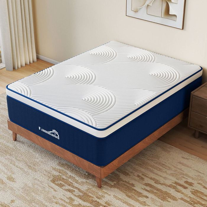 Familand King Single Size Mattress Pocket Spring Medium Firm Memory Foam 35cm in Blue