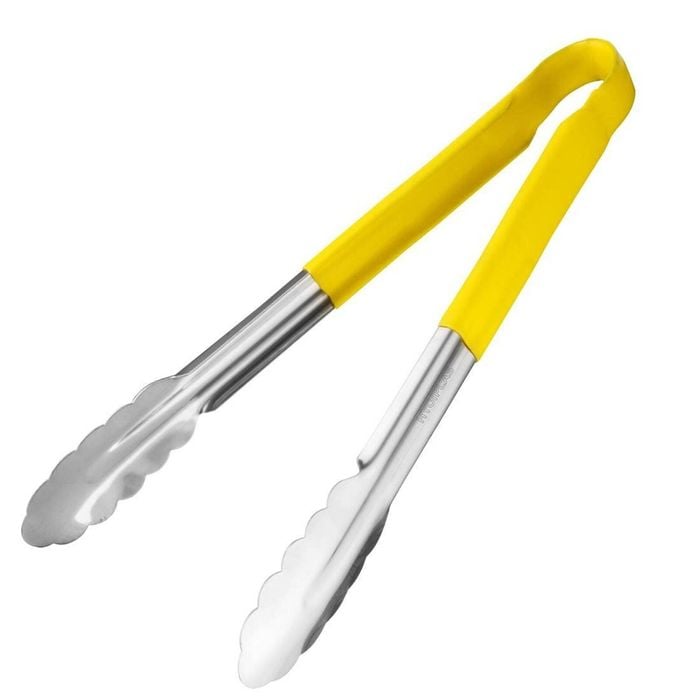 Hygiplas Serving Tongs Colour Coded Yellow 300mm Kitchen Utensil