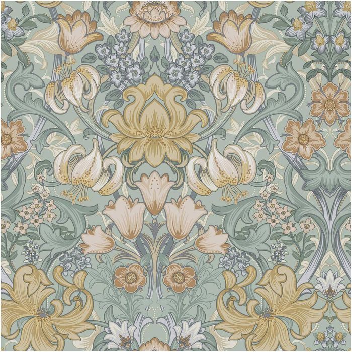 Damask Floral Aqua Multi, Wallpaper 10.05m x 53cm Wallpaper Boutique