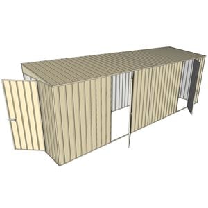 Build-a-Shed 1.5 x 6 x 2m Hinged Door Tunnel Shed With Hinged Side Doors - Cream