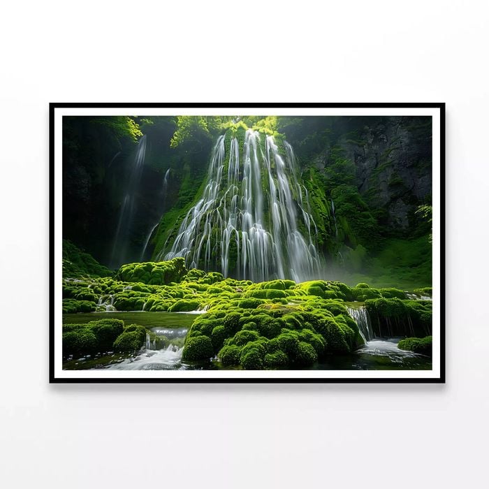 View of Waterfall in the Jungle  Print 100% Australian Made 120x90cm  (Poster)