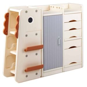 Costway Toy Storage Organizer Kid Dinosaur Cabinet Box 5 Bin Bookshelf