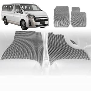 6D Diamond Car Floor Mats for Toyota Hiace Van 2005-2019-Front Set-Grey-Outback GT