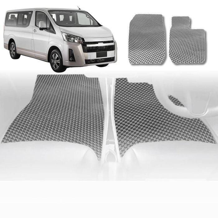 6D Diamond Car Floor Mats for Toyota Hiace Van 2005-2019-Front Set-Grey-Outback GT