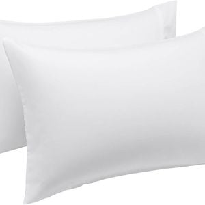2x Premium 100% Cotton Pillow with Cover Filled Durable Soft Standard 48x74cm
