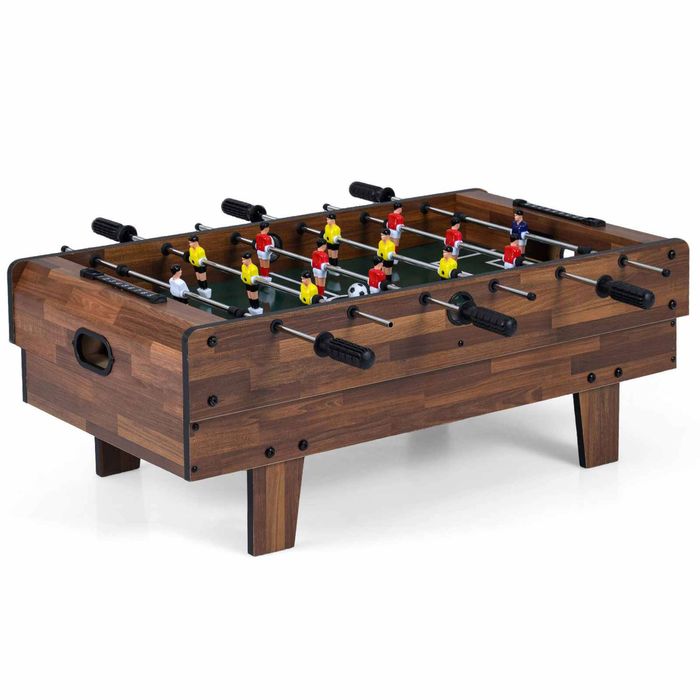 Costway 4 In 1 Combo Game Table Set Foosball Billiards Hockey Dark Brown