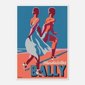 Galrie Bally Sandalettes Vintage 1950s Advertising Poster - Timeless Fashion Art Decor, Poster Only, A2 42 x 60cm (16 x 24inch)