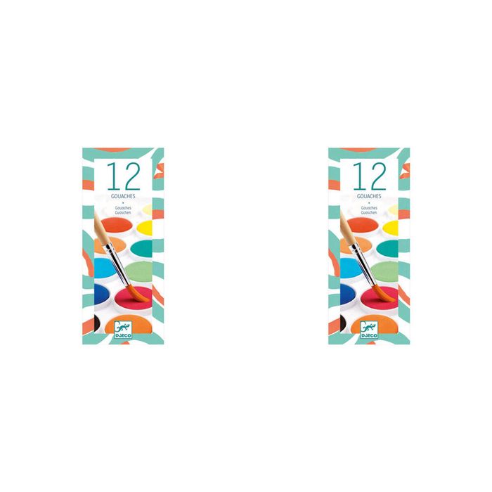 2x Djeco 12 Water Colour Palette Classic Kids Art/craft Paint Set W/ Brush 6y+