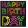 20pc Paw 3 Ply Lunch 33x33 Cm Premium Paper Flexo Napcins - Birthday Neon