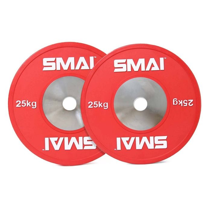 Smai Competition Bumper Plate 25kg (pair) - Iwf Colour - Red